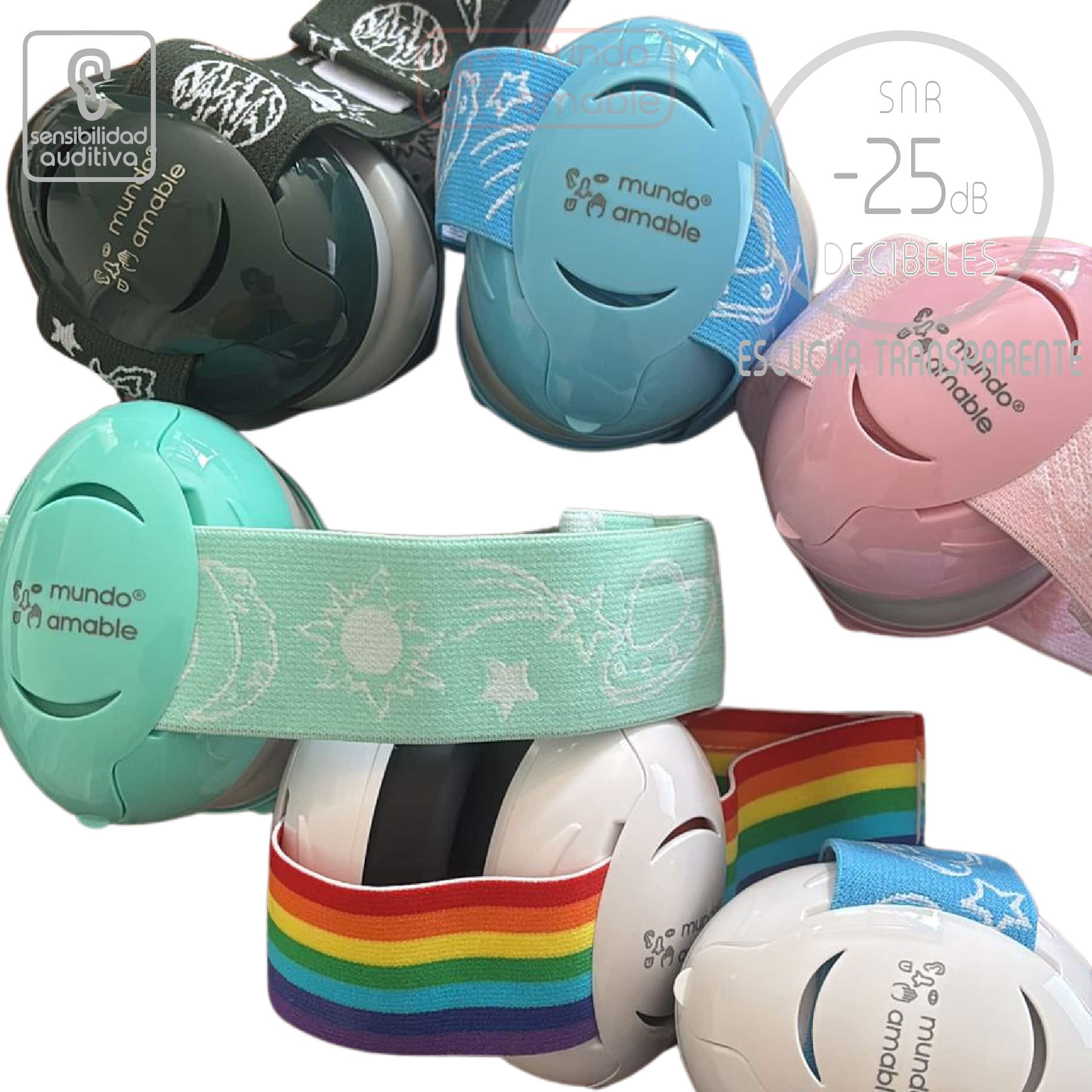 Audifono anti ruido proteccion auditiva bebe SNR 25 dB escucha transparente elasticado mundo amable Audifono anti ruido proteccion auditiva bebe SNR 25 dB escucha transparente elasticado mundo amable