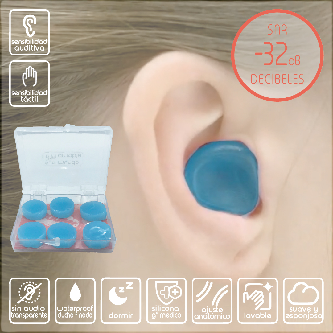 Tapones para los oídos de silicona reutilizables, para dormir en