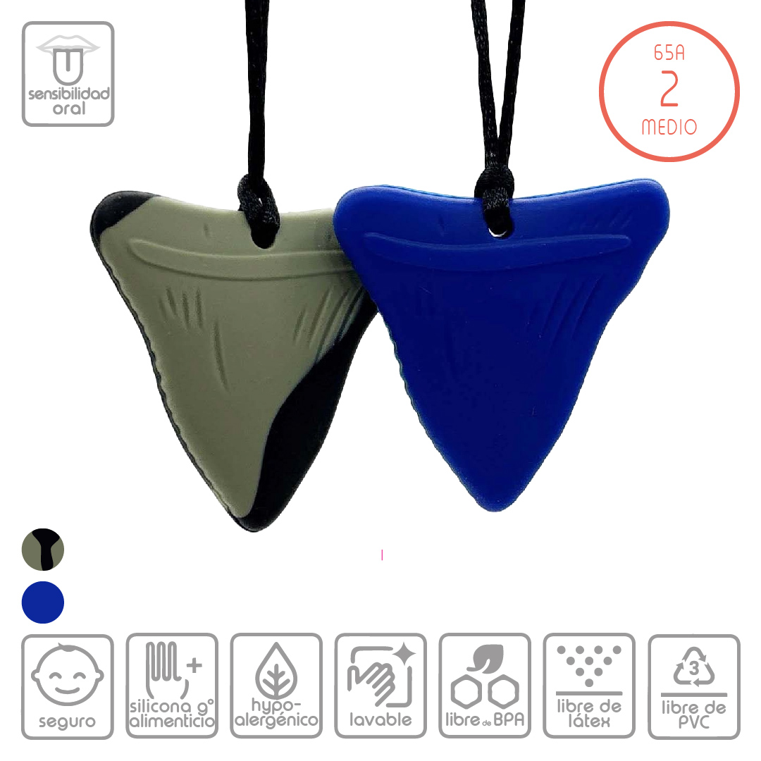 Mordedor sensorial collar tiburon nivel 2 medio VERDE NEGRO y AZUL