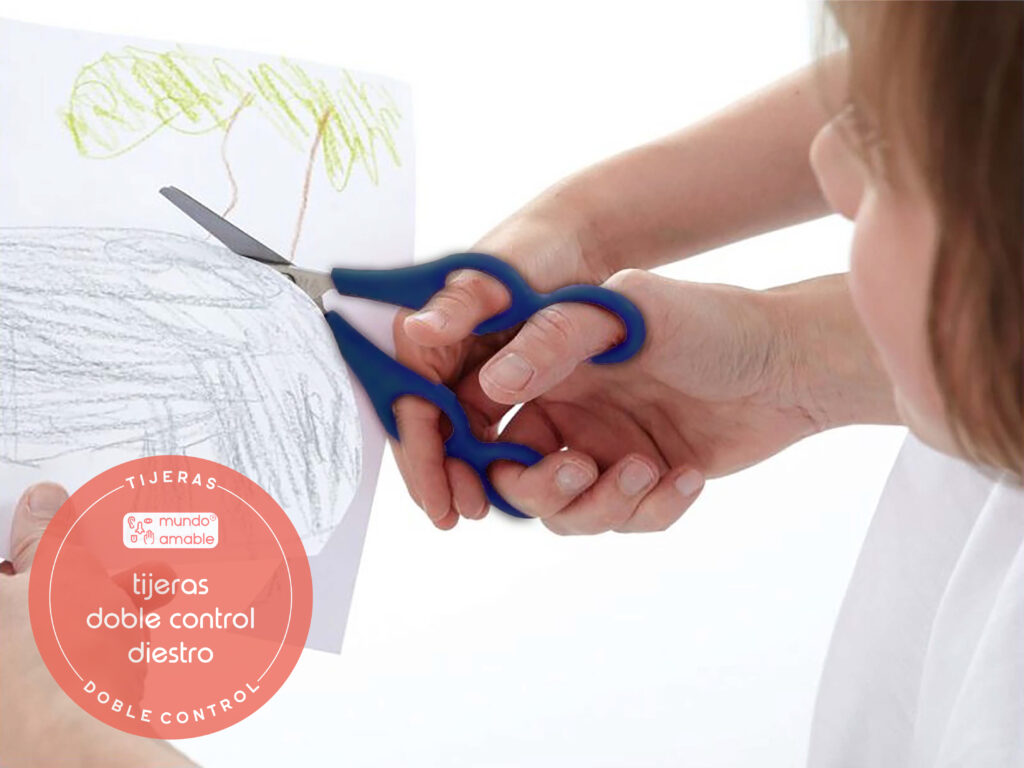 Tijeras doble control mundo amable motricidad ciego temblor discapacidad asistida aprendizaje