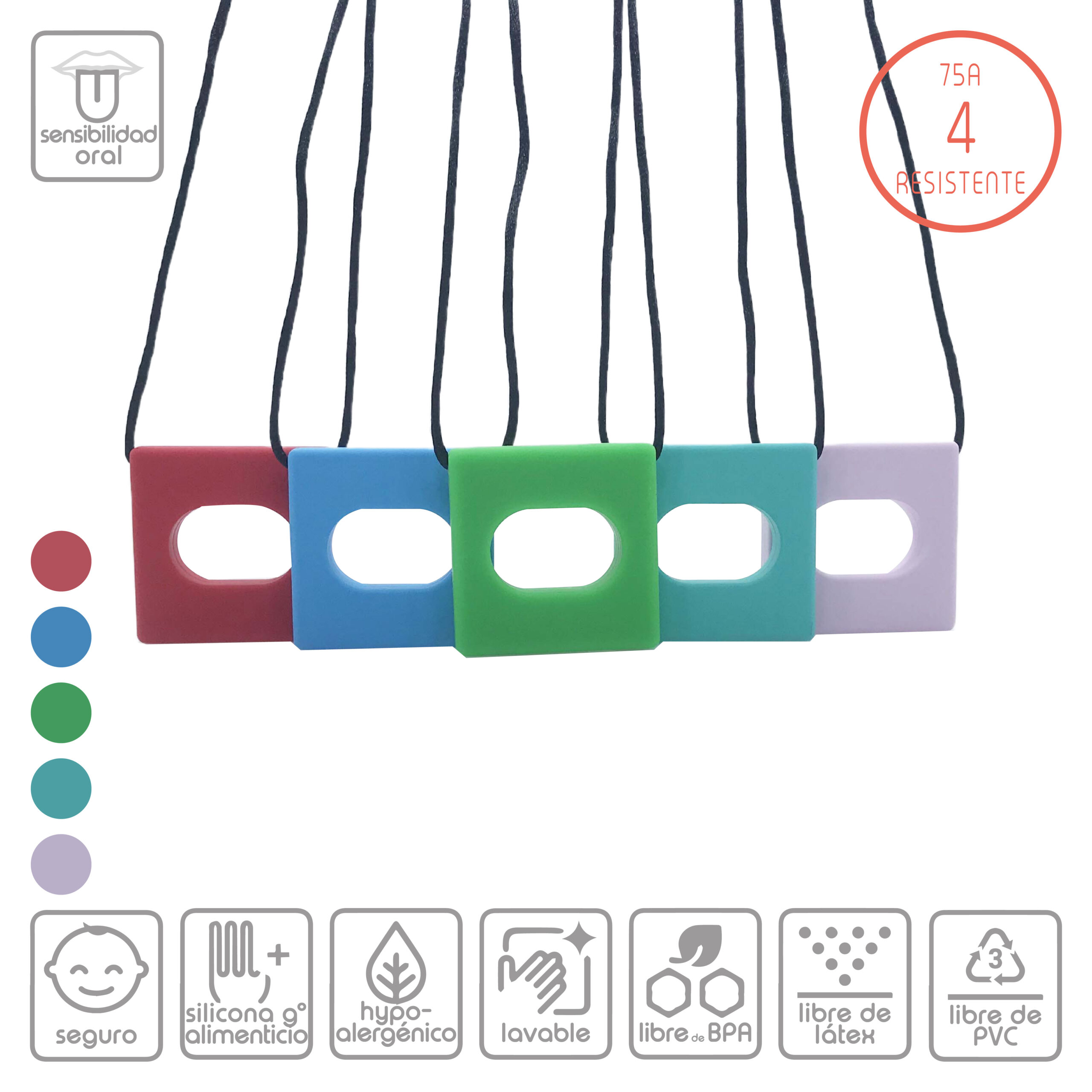 Mordedor sensorial collar block nivel 4 resistente colores infantil
