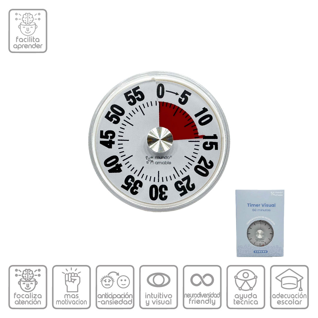 Timer Visual Sonoro temporizador de escritorio 60 min AUTISMO mundo amable